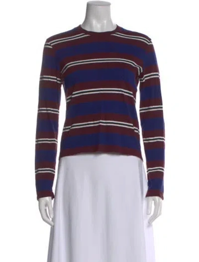 Pre-owned Kallmeyer Striped Crew Neck Top In Burgundy