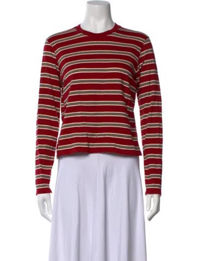 Pre-owned Kallmeyer Striped Crew Neck Top In Red