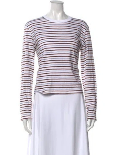 Pre-owned Kallmeyer Striped Crew Neck Top In White