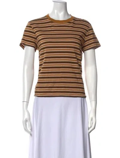 Pre-owned Kallmeyer Striped Crew Neck T-shirt In Brown
