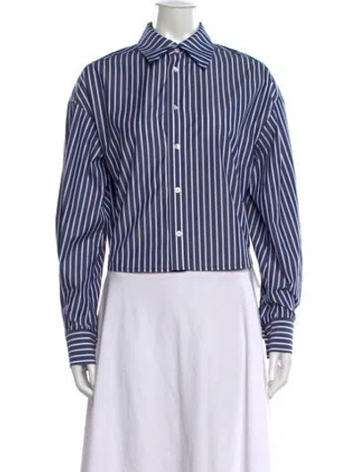 Pre-owned Kallmeyer Striped Long Sleeve Button-up Top In Blue