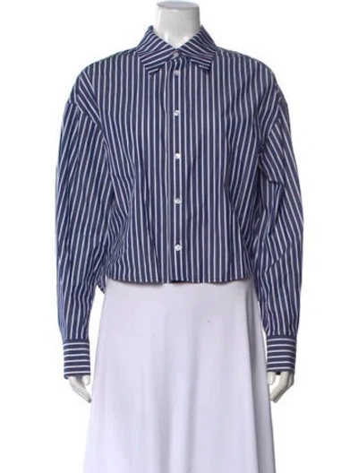 Pre-owned Kallmeyer Striped Long Sleeve Button-up Top In Blue