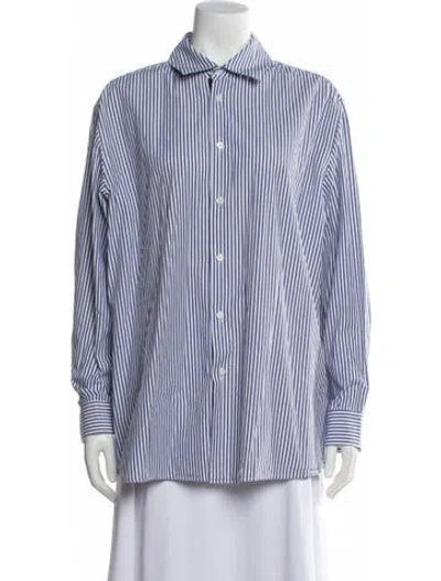 Pre-owned Kallmeyer Striped Long Sleeve Button-up Top In Multi