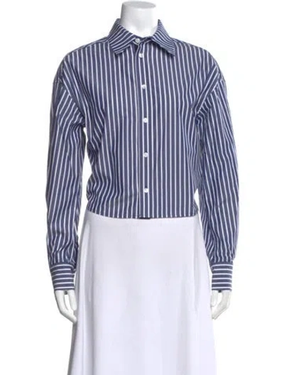 Pre-owned Kallmeyer Striped Long Sleeve Button-up Top W/ Tags In Blue
