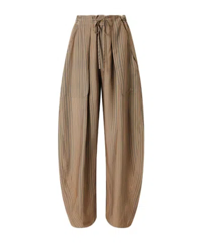 Kallmeyer Clemence Striped Twill Wide-leg Pants In Brown