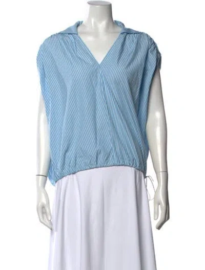 Pre-owned Kallmeyer Striped V-neck Top W/ Tags In Blue