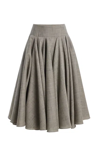 Kallmeyer Tatiana Speckled Wool Flare Maxi Skirt In Gray