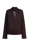 Kallmeyer Thea Cummerbund Silk Charmeuse Top In Brown