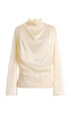 Kallmeyer Thea Cummerbund Silk Charmeuse Top In White