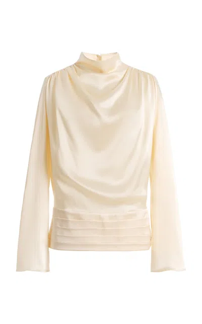 Kallmeyer Thea Cummerbund Silk Charmeuse Top In White