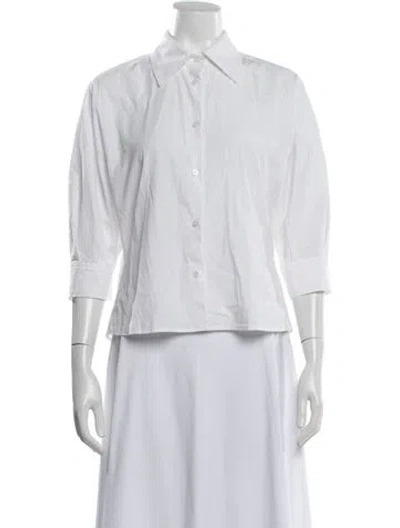 Pre-owned Kallmeyer Three-quarter Sleeve Button-up Top In White