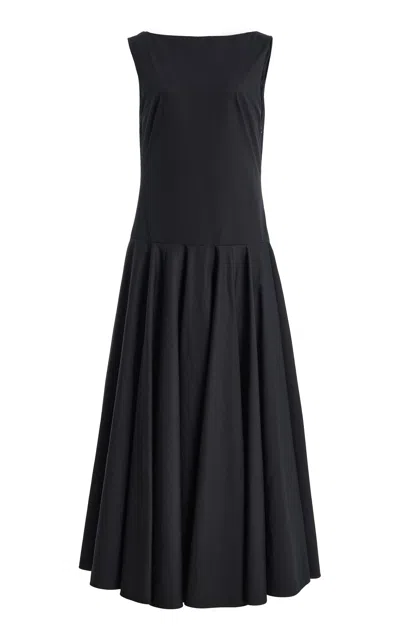 Kallmeyer Tiana Drop-waist Cotton Maxi Dress In Blue
