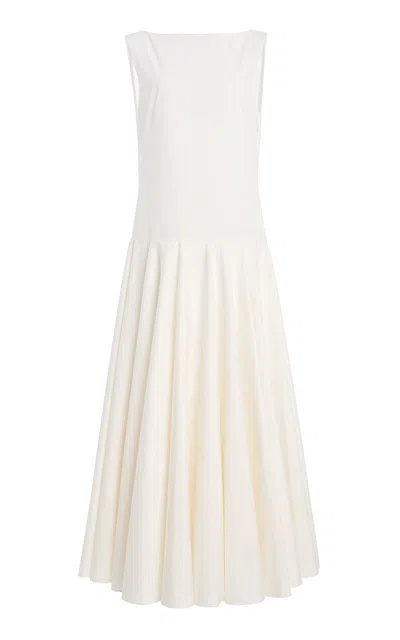 Kallmeyer Tiana Drop-waist Cotton Maxi Dress In White