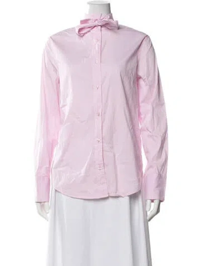 Pre-owned Kallmeyer Tie Neck Long Sleeve Button-up Top In Pink