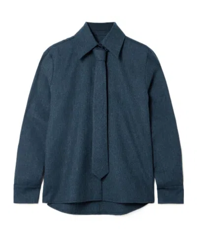 Kallmeyer Tie-detailed Wool-twill Shirt In Blue
