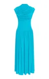 Kallmeyer Victoria Draped Gown In Black Slinky Jersey In Blue
