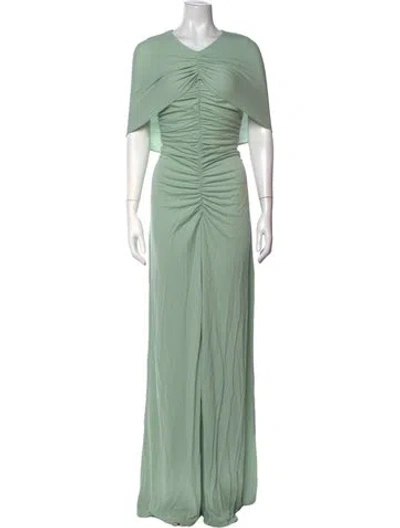 Pre-owned Kallmeyer V-neck Long Dress In Green