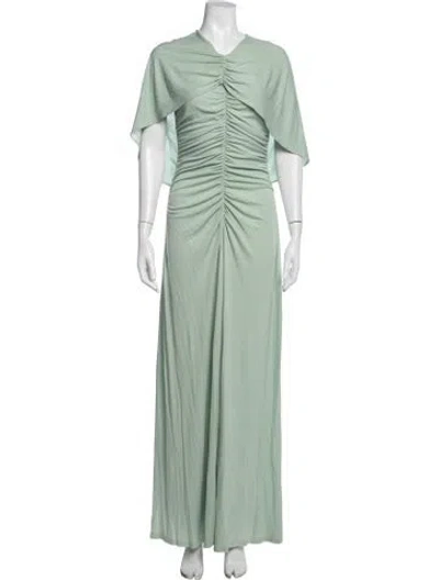 Pre-owned Kallmeyer V-neck Long Dress In Green