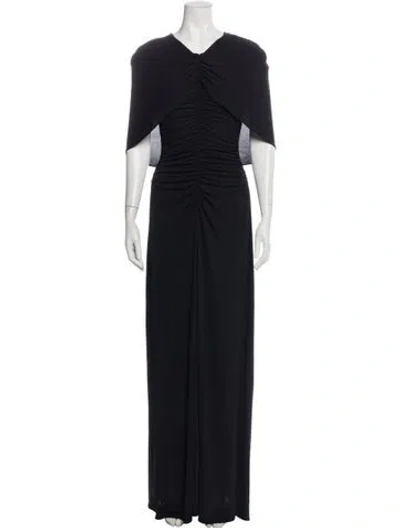 Pre-owned Kallmeyer V-neck Long Dress W/ Tags In Black/blue
