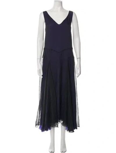 Pre-owned Kallmeyer V-neck Long Dress W/ Tags In Blue