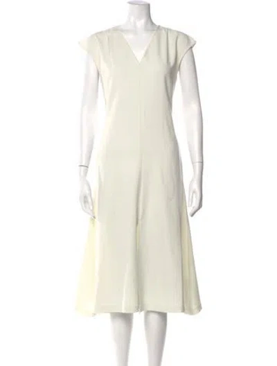 Pre-owned Kallmeyer V-neck Midi Length Dress In Neutral