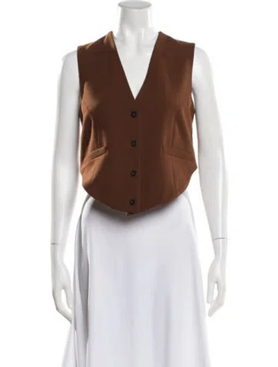 Pre-owned Kallmeyer V-neck Sleeveless Top In Brown