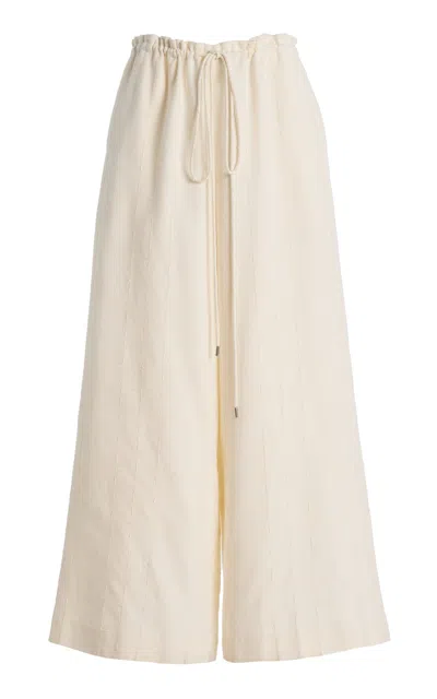 Kallmeyer Wesley Cotton Drawstring Pants In White