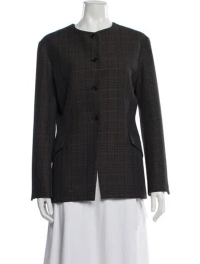Pre-owned Kallmeyer Wool Plaid Print Blazer In Gray