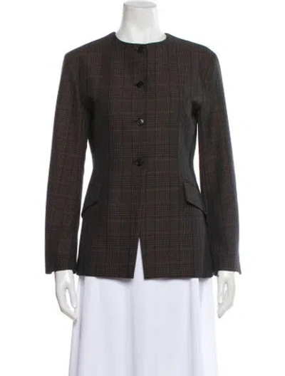 Pre-owned Kallmeyer Wool Plaid Print Evening Jacket In Brown