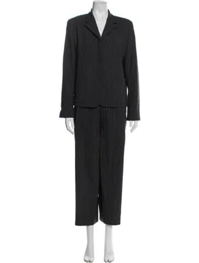 Pre-owned Kallmeyer Wool Striped Pantsuit In Gray