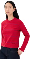 Kallmeyer Wynn Long Sleeve Tee Crimson Multi Stripe In Red
