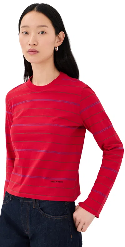 Kallmeyer Wynn Long Sleeve Tee Crimson Multi Stripe
