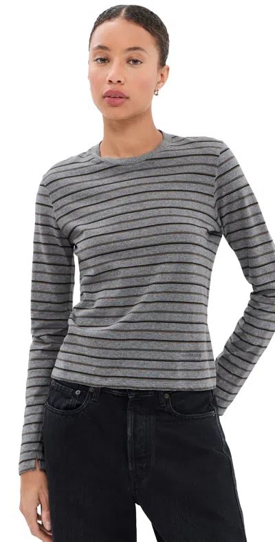 Kallmeyer Wynn Long Sleeve Top Charcoal Stripe In Multi