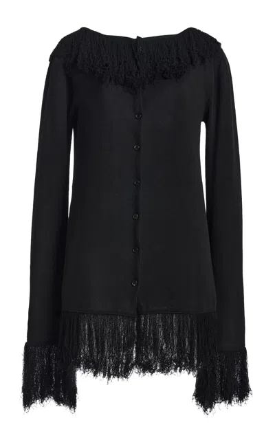 Kallmeyer Yasi Fringe-hemmed Cardigan In Black