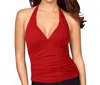 Kallure Shirred Halter Tankini Top In Red