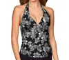 Kallure Shirred Halter Tankini Top In La Flor In Multi