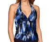 Kallure Shirred Halter Tankini Top In Riveria In Multi