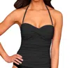 Kallure Twist Front Bandeau Tankini Top In Black In Black