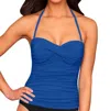 Kallure Twist Front Bandeau Tankini Top In Blue In Blue