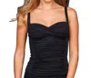 Kallure Twist Front Shirred Tankini Top In Black In Black