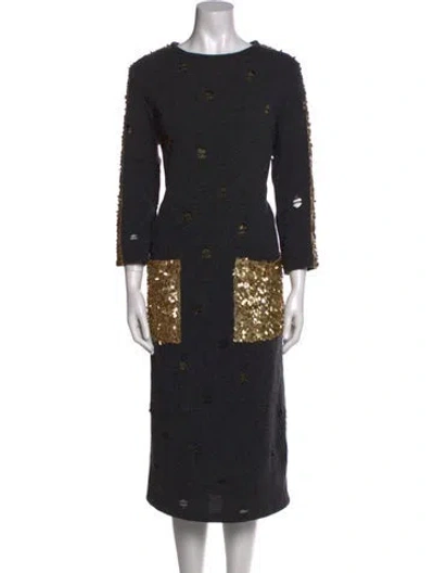 Pre-owned Kalmanovich Wool Midi Length Dress In Black