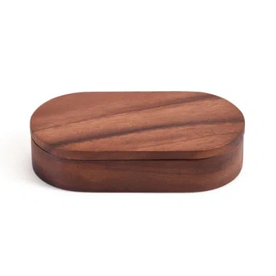 Kalmar Home Acacia Wood Salt & Pepper Pinch Pot W/ Cover In Brown