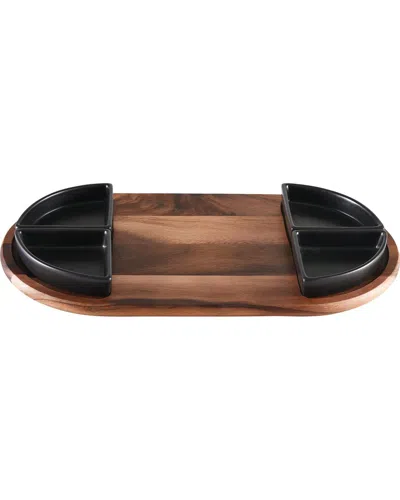 Kalmar Home Charcuterie/ Serving Tray & Bowls Set In Brown