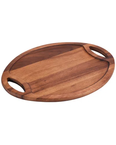 Kalmar Home Oval Tray With Handle - Large In Brown