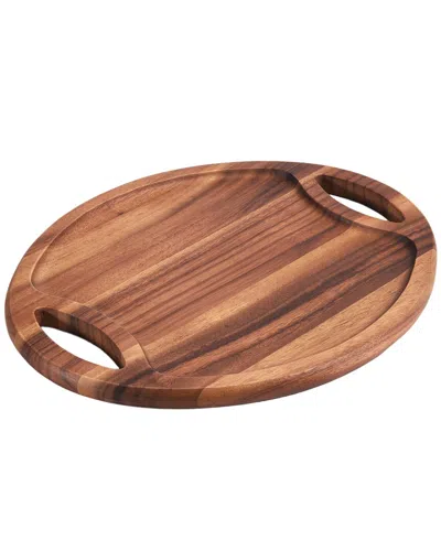 Kalmar Home Oval Tray With Handle - Medium In Brown