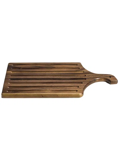Kalmar Home Reversible Cutting Board/slotted Bread Board In Brown