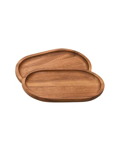 Kalmar Home Set Of 2 Oval Plates In Brown
