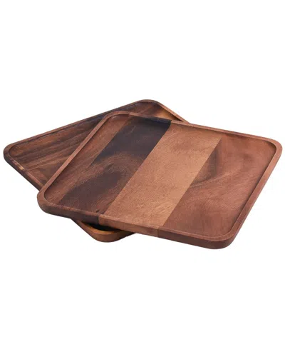 Kalmar Home Set Of 2 Square Plates - Large In Brown