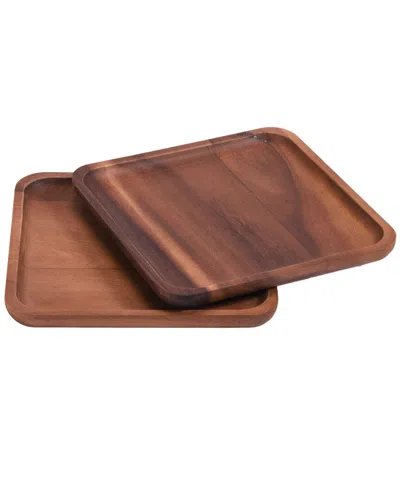 Kalmar Home Set Of 2 Square Plates - Medium In Brown