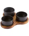 Kalmar Home Triangular Serving Set With 3 Ceramic Dishes In Brown